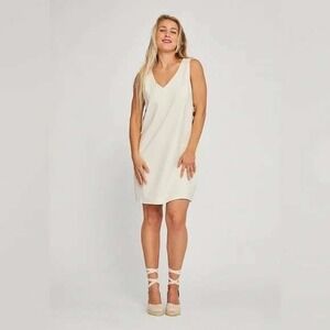Betabrand Women's Sleeveless V-Neck Admiral Button Shift Dress‎ XL